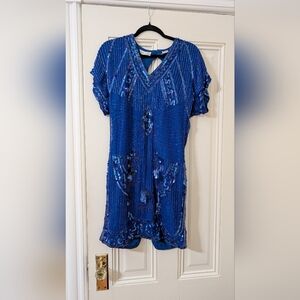 Vintage Laurence Kazar Blue Sequin Dress